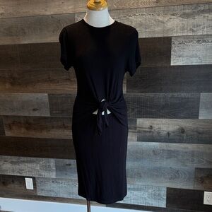 LNA Black Tie-Front Midi Dress